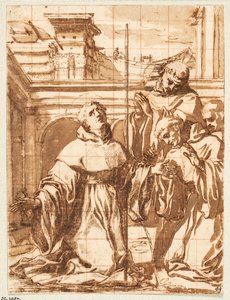 Een scène uit het leven van St. Nicolaas van Tolentino door Giovanni Battista Mercati