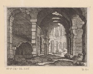 Resten van het Colosseum te Rome (Gezichten op Rome) door Giovanni Battista Mercati