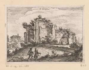 Ruïne in een landschap door Giovanni Battista Mercati