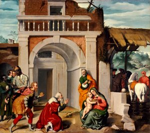 Aanbidding der Wijzen door Giovanni Battista Moroni