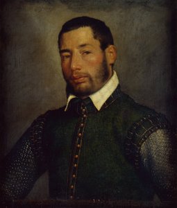 Portret van een heer in een groene wambuis en maliënkolder, ca. 1565 door Giovanni Battista Moroni