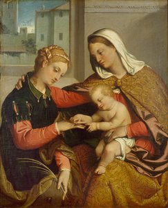 Het mystieke huwelijk van St. Catherine door Giovanni Battista Moroni