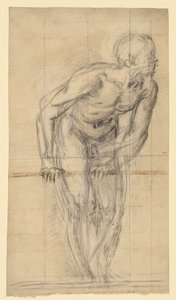Een staand mannelijk naakt (recto); Een staand mannelijk naakt (verso) door Giovanni Battista Naldini
