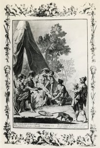 Jeruzalem Bevrijd, canto XI illustratie door Giovanni Battista Piazzetta (1683-1754) voor gedicht van Torquato Tasso (1544-1595), editie gepubliceerd in Venetië in 1745, Italië door Giovanni Battista Piazzetta