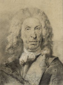Portret van maarschalk von der Schulenburg, ca. 1735 (zwart-wit krijt met houtskool op papier)