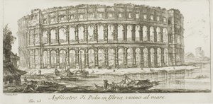 Amfitheater van Pola in Istrië bij de zee, plaat 23 uit Enkele Zichten op Triomfbogen en andere monumenten door Giovanni Battista Piranesi