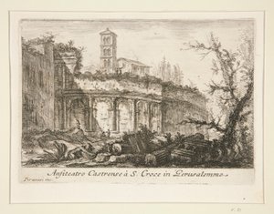 Anfiteatro Castrense ? S. Croce in Gerusalemme (Amfitheater Castrense bij S. Croce in Gerusalemme), uit Varie Vedute di Roma Antica e Moderna