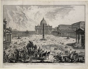 Uitzicht op de basiliek en het plein van San Pietro in het Vaticaan (uit: Vedute di Roma) door Giovanni Battista Piranesi