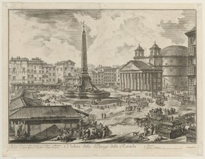 Uitzicht op de Piazza della Rotonda met het Pantheon en de obelisk door Giovanni Battista Piranesi