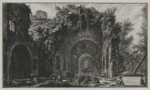 Gezicht op de bron en de grot van Egeria buiten de Porta Capena of van San Sebastiano, uit: Vedute di Roma door Giovanni Battista Piranesi