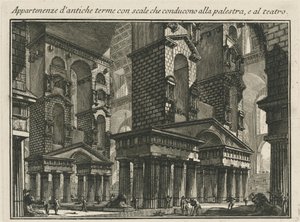 Onderdelen van oude thermen met trappen die naar de palestra en het theater leiden door Giovanni Battista Piranesi