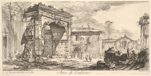 Boog van Galienus. 1. Gevel van de kerk van S. Vito Arco di Galieno. 1. Facciata del..., ca. 1748