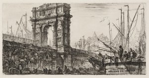 Boog van Trajanus in Ancona, plaat 28 uit Enkele Zichten van Triomfbogen en andere monumenten door Giovanni Battista Piranesi
