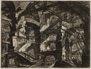Denkbeeldige kerkers XIV door Giovanni Battista Piranesi