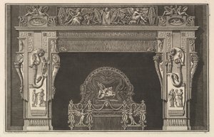 Schouwstuk: Fries van trofeeën en gevleugelde Overwinningen op de latei, met hoorn des overvloeds, ca. 1769 door Giovanni Battista Piranesi