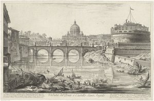 Engelenbrug en Engelenburcht te Rome (Gezichten op Rome) door Giovanni Battista Piranesi