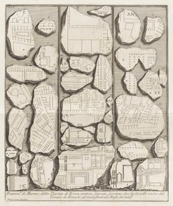 Fragmenten van marmer van de plattegrond van het oude Rome door Giovanni Battista Piranesi