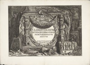 Frontispice met een groep ornamentele wandfragmenten