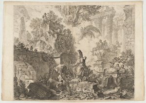 Frontispice, met Beeld van Minerva door Giovanni Battista Piranesi