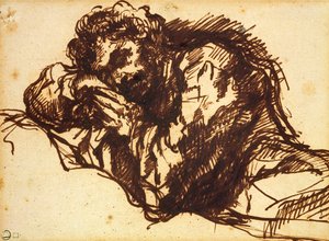 Halflang portret van een man die voorover buigt door Giovanni Battista Piranesi
