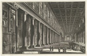 Interieur van de Santa Maria Maggiore te Rome door Giovanni Battista Piranesi