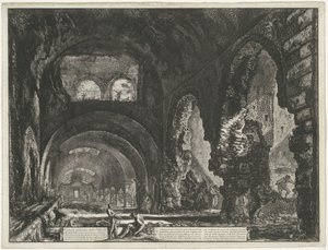 Interieur van de Tempel van Hercules Victor te Tivoli door Giovanni Battista Piranesi