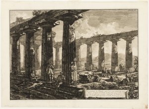 Interieur Zicht van de Tempel die naar men Gelooft Gewijd is aan Juno, uit Verschillende Zichten van Paestum door Giovanni Battista Piranesi