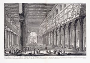 Interieur van de basiliek van Sint-Paulus buiten de muren door Giovanni Battista Piranesi