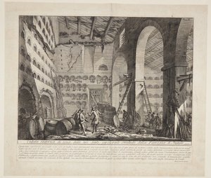 Interieur van drie grote grafkamers vermoedelijk behorend tot het huishouden van Augustus door Giovanni Battista Piranesi