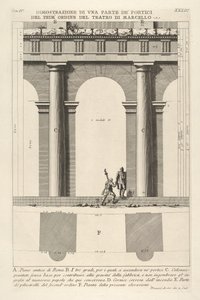 Gedeeltelijke Elevatie en Plattegrond van het Eerste-orde Portiek bij het Theater van Marcellus door Giovanni Battista Piranesi