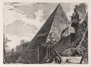 Piramide van C. Cestio, uit Vedute di Roma (Gezichten van Rome) door Giovanni Battista Piranesi
