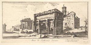Plaat 13: Boog van Settimius Severus 1. Tempel van Concord. 2. Beklimming naar het Capitool... door Giovanni Battista Piranesi