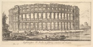 Plaat 23: Amfitheater van Pola in Istrië nabij de zee Anfiteatro di Pola in Istria vi..., ca. 1748 door Giovanni Battista Piranesi