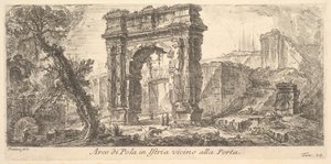 Plaat 24: Boog van Pola in Istrië bij de poort Arco di Pola in Istrië vicino alla Por..., ca. 1750 door Giovanni Battista Piranesi
