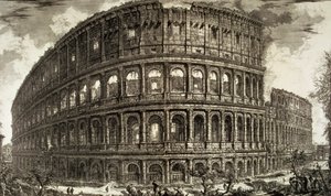 Plate XCVII-VIII Uitzicht op het Flavische Amfitheater, bekend als het Colosseum uit 