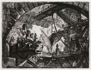 Gevangenen op een uitspringend platform door Giovanni Battista Piranesi