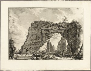Resten van een overdekte portiek, of een cryptoporticus, in een villa van Domitianus, vijf mijl buiten Rome aan de Frascati-weg, uit Zichten op Rome door Giovanni Battista Piranesi