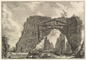 Resten van een overdekte portiek, of een cryptoporticus, in een villa van Domitianus, vijf mijl, ca. 1766 door Giovanni Battista Piranesi