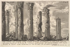 Zeven zuilen van de Tempel van Juturna met Korinthische kapitelen... Sette colon..., 18e eeuw