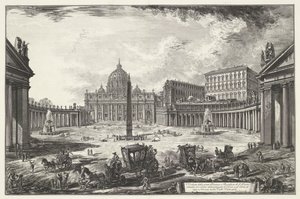 Sint-Pietersplein met de Sint-Pietersbasiliek te Vaticaanstad door Giovanni Battista Piranesi