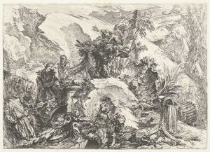 Skeletten en sculpturen door Giovanni Battista Piranesi