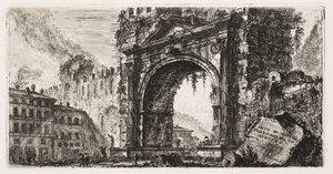 De boog in Rimini gebouwd door Augustus, plaat 17 uit Enkele uitzichten van triomfbogen en andere monumenten door Giovanni Battista Piranesi