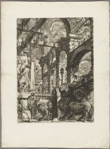 De leeuwen bas-reliëfs, plaat 5 uit Imaginaire gevangenissen door Giovanni Battista Piranesi