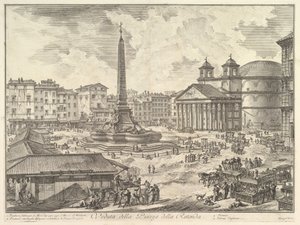 De Piazza della Rotonda, met het Pantheon en de obelisk door Giovanni Battista Piranesi