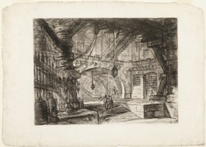 De pier met kettingen, plaat 16 uit Imaginaire Gevangenissen door Giovanni Battista Piranesi