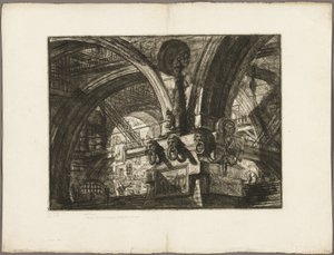 De pier met een lamp, plaat 15 uit Denkbeeldige Gevangenissen door Giovanni Battista Piranesi