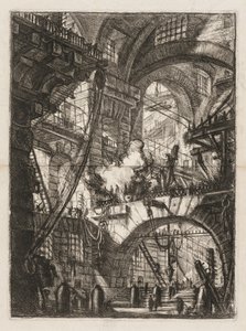 De Gevangenissen: Een Perspectief van Bogen met een Rokend Vuur in het Midden door Giovanni Battista Piranesi