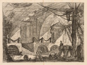 De Gevangenissen: Een Gebogen Kamer met Palen en Kettingen