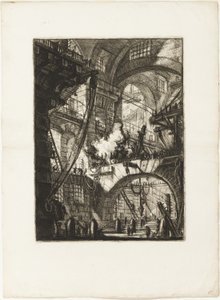 Het Rokende Vuur, plaat 6 uit Denkbeeldige Gevangenissen door Giovanni Battista Piranesi