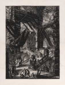 De Trap met Trofeeën, plaat 8 uit Carceri d door Giovanni Battista Piranesi